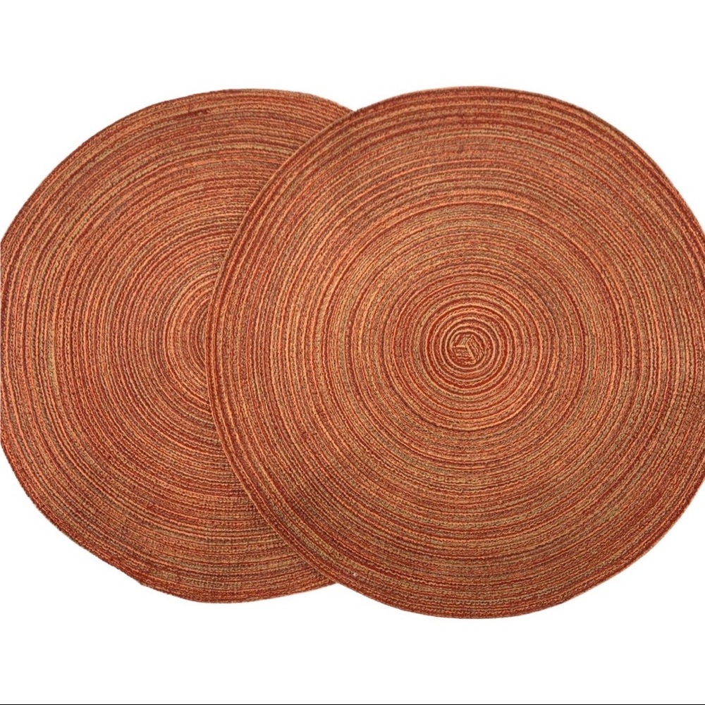 Set of two woven placemats, red/orange